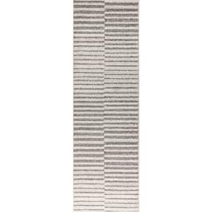 Lyla Offset Stripe Gray/Cream 2 ft. x 8 ft. Runner Rug