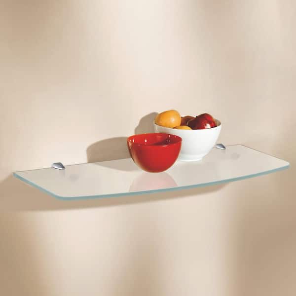 GLASSLINE 31.5 in. x 10/12 in. x 0.31 in. Frosted Glass Convex Decorative Wall Shelf without Brackets
