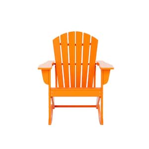 Mason Orange Adirondack HDPE Plastic Outdoor Rocking Chair
