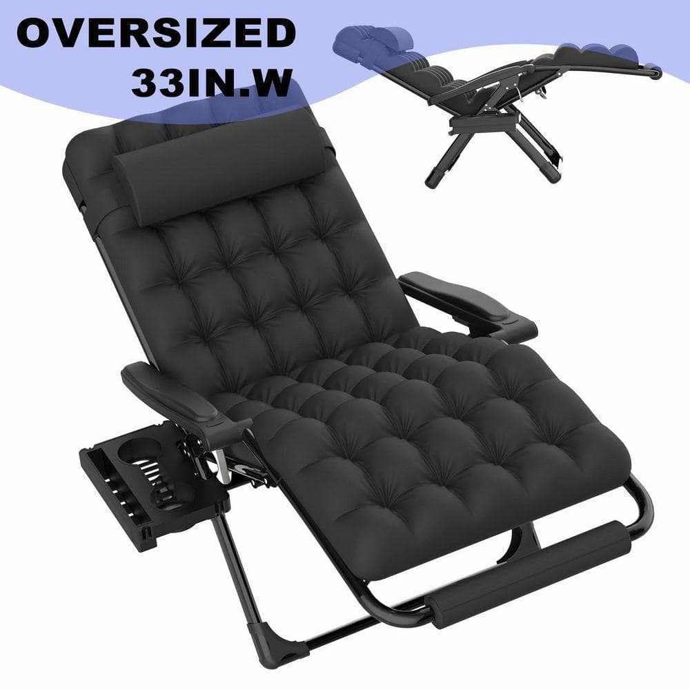 SEEUTEK 33 in. W Metal Zero Gravity Lounge Chair Outdoor Patio