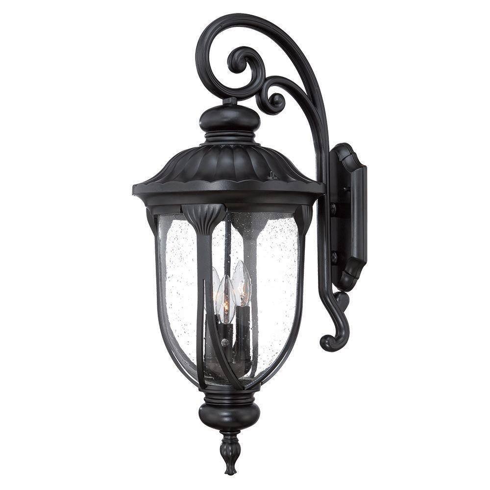 Laurens Collection 3-Light Matte Black Outdoor Wall Lantern Sconce price history on PriceWatchPro