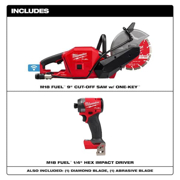 M18 FUEL ONE-KEY 18V Lithium-Ion Brushless Cordless 9 in. Cut Off Saw w/ Impact Driver