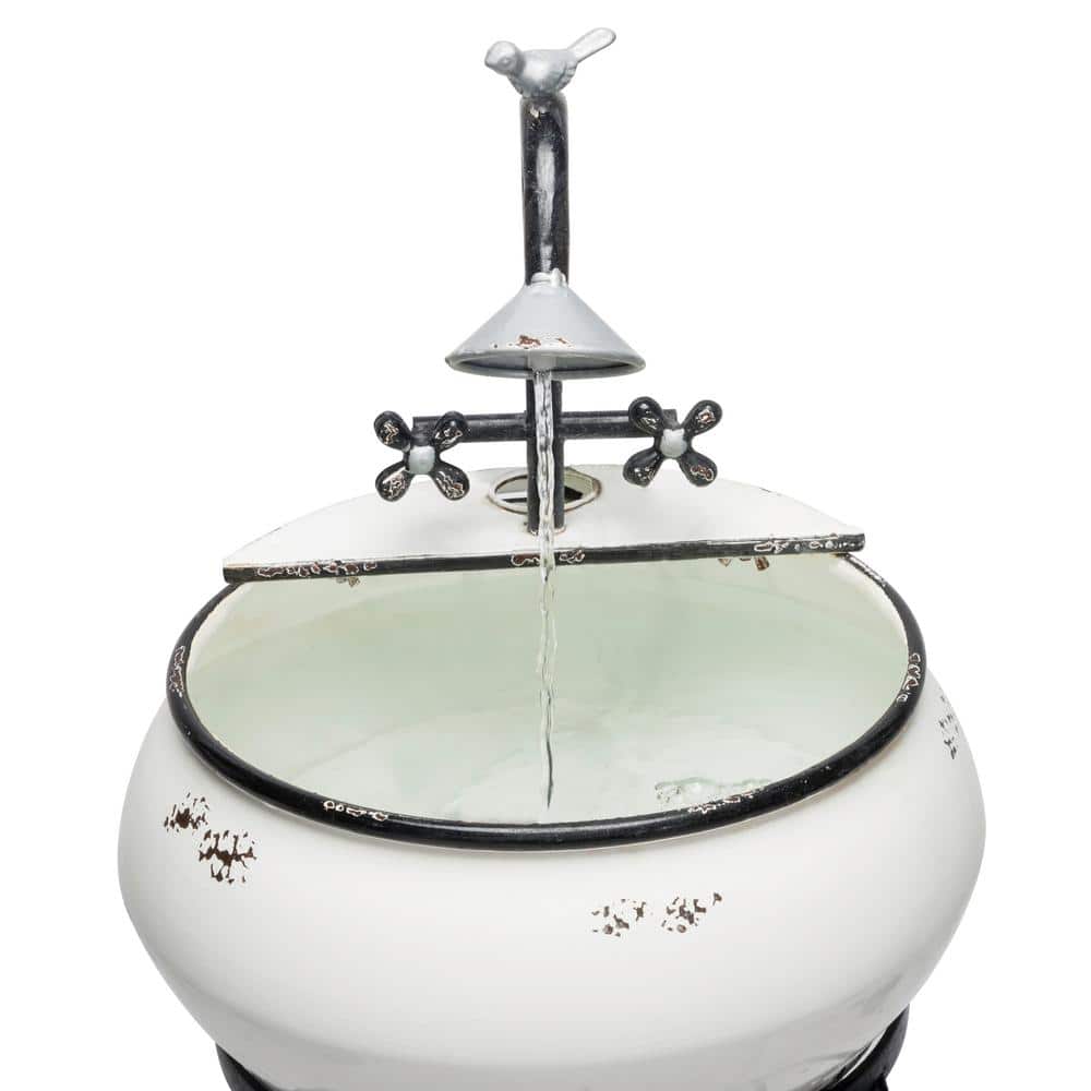 32" Black and White Metal Outdoor Sink Water Fountain