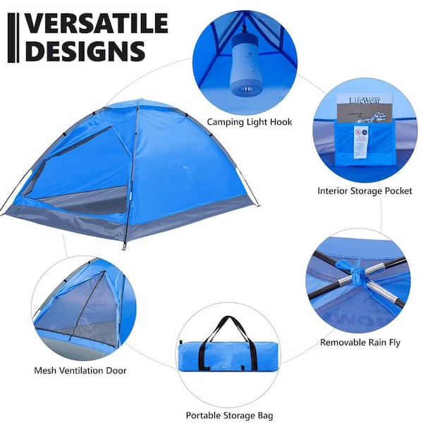 MOEPISY Tents for 7 ft. x 5 ft. Blue Camping Dome 09T34JFL2 - The