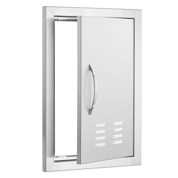 Single Outdoor Kitchen Door 14 in. W x 20 in. H BBQ Access Door Stainless Steel Flush Mount Door with Handle and Vents