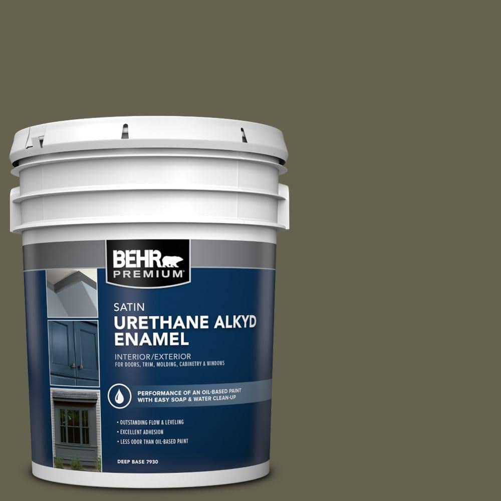 BEHR PREMIUM 5 gal. #N350-7A Mountain Olive Urethane Alkyd Satin