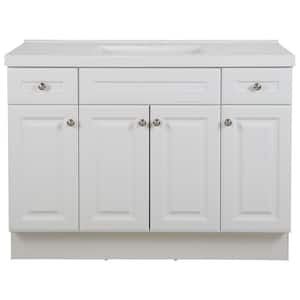 Glensford 49 in. W x 22 in. D Bathroom Vanity in White with Cultured Marble Vanity Top in White with White Sink