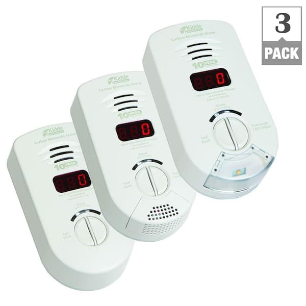 Kidde 10 Year Worry-Free Plug-In Carbon Monoxide Detectors for Hallway, Kitchen, and Living Room (3-Pack)