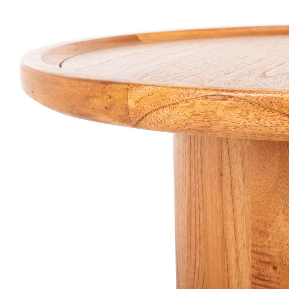 Transitional Natural Brown 28" Solid Wood Round Coffee Table
