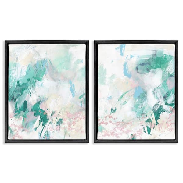 Stupell Industries Abstract Splatter Green Detail by June Erica Vess 2 Piece Black Floater Frame Abstract Graphic Art Print 21 in. x 17 in.
