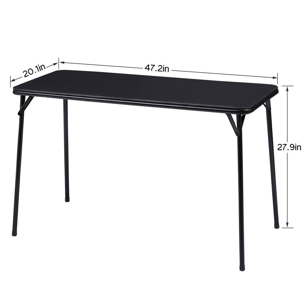47.2'' Black Metal Foldable Card Table with MDF Top