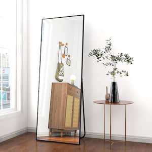 17 in. W x 58 in. H Rectangular Black Classic Aluminum Alloy Framed Full Length Mirror Floor Mirror
