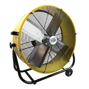 24 in. 2 Fan Speeds Drum Fan in Yellow with Snap-On Wheels