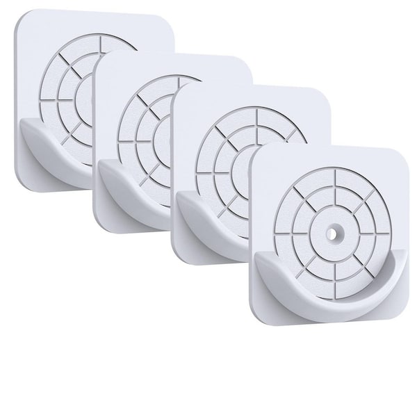 4-Pack Adhesive Shower Curtain Rod Holder Waterproof ABS Stick-On Tension Wall Mount Bracket in Clear