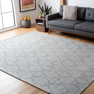 Marbella Silver/Gray 7 ft. x 7 ft. Abstract Geometric Square Area Rug