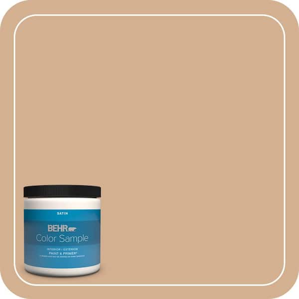 BEHR PREMIUM PLUS 8 oz. #MQ2-04 Butterscotch Amber Satin Enamel Interior/Exterior Paint & Primer Color Sample