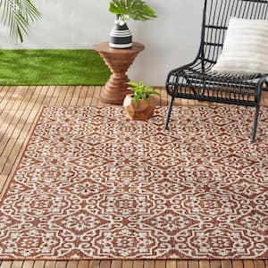 Patio Country Danica Yellow/White 5 ft. x 7 ft. Geometric Indoor/Outdoor Area Rug