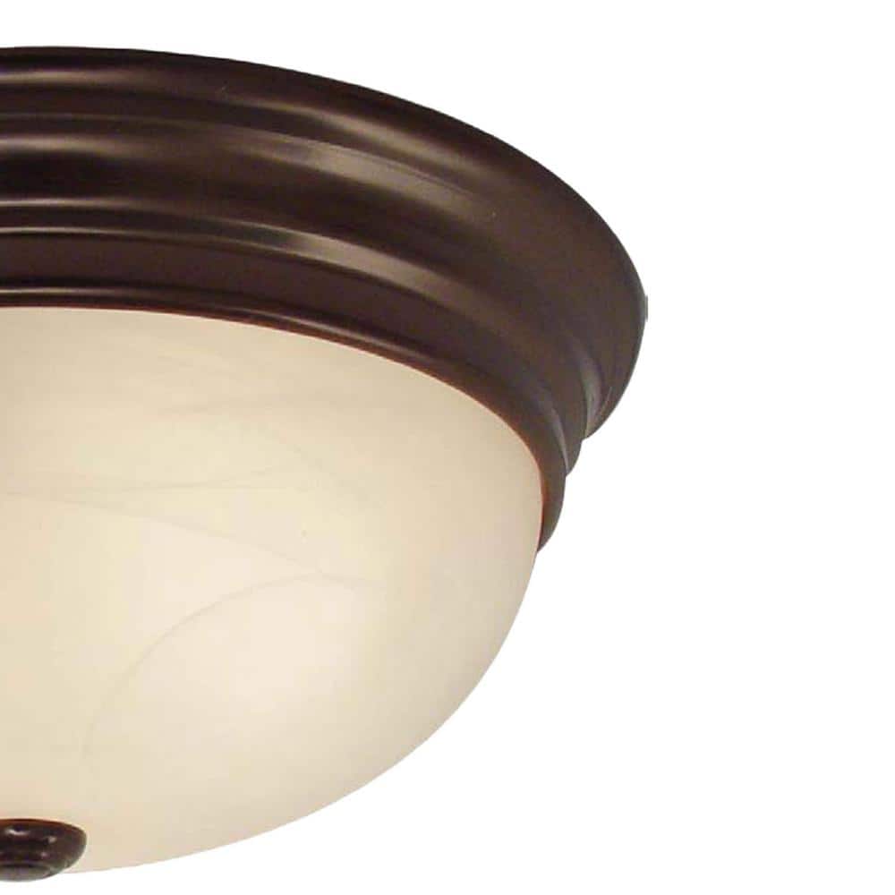Croghan Antique Bronze 3-Light Flush Mount with Alabaster Glass