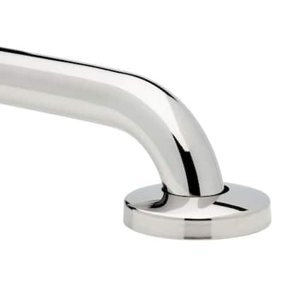No Drilling Required 12 in. x 1-1/4 in. Grab Bar in Brushed Stainless ...