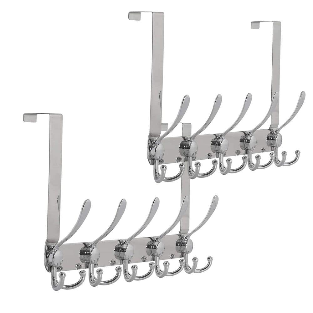 15.3 in. Heavy Duty Over The Door Hooks for Hanging Clothes Hat Towel, Silver (2-Pack) price history on PriceWatchPro