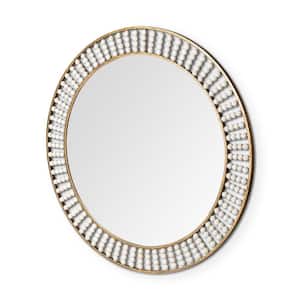 Large Round White Modern Mirror (42.1 in. H x 42.1 in. W)