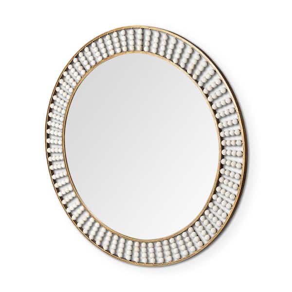 Mercana Large Round White Modern Mirror (42.1 in. H x 42.1 in. W)