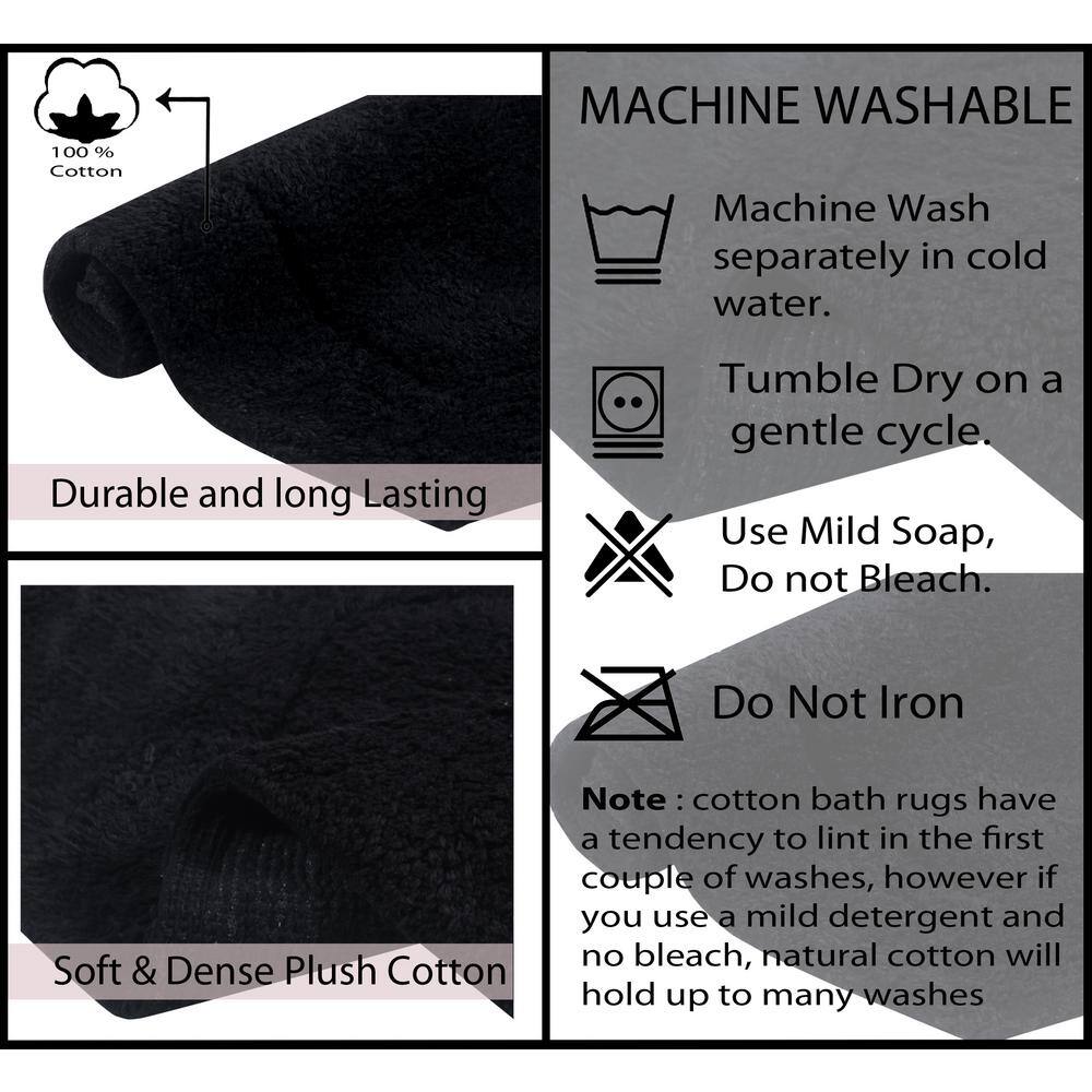 Luxurious Waterford Soft Plush Black Cotton Bath Rug