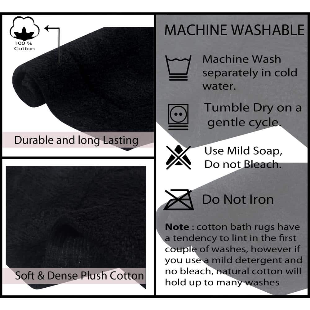 Waterford Luxury Plush Black Cotton Bath Rug