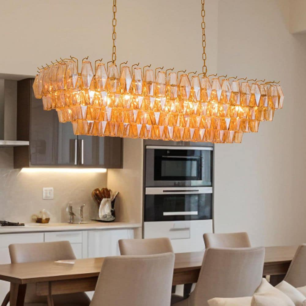 Basdien 54 in 12-light Luxury Gold Chandelier Large Ceiling