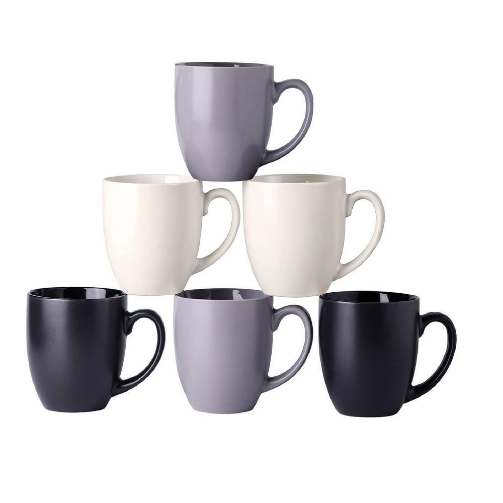 Aoibox 12 oz. Large Ceramic Coffee Mugs with Big Handle for Tea, Set of 6, Pastel