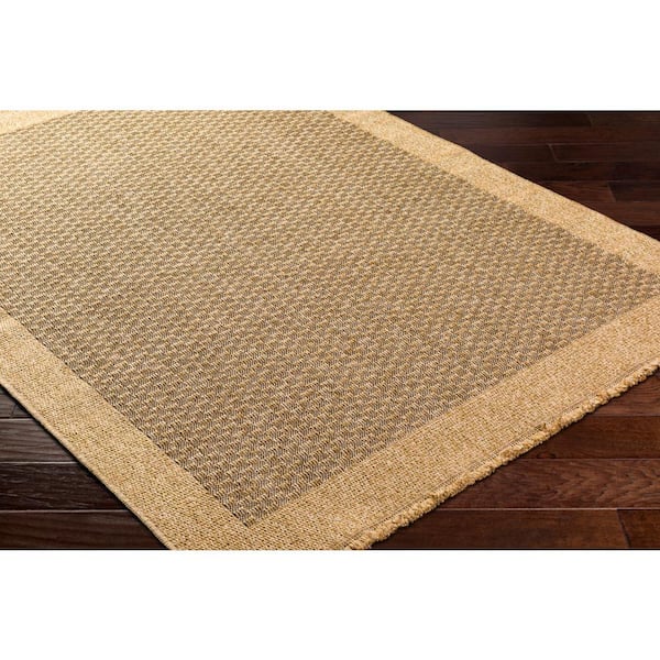 Mirage Tan Border 3 ft. x 7 ft. Indoor/Outdoor Runner Area Rug
