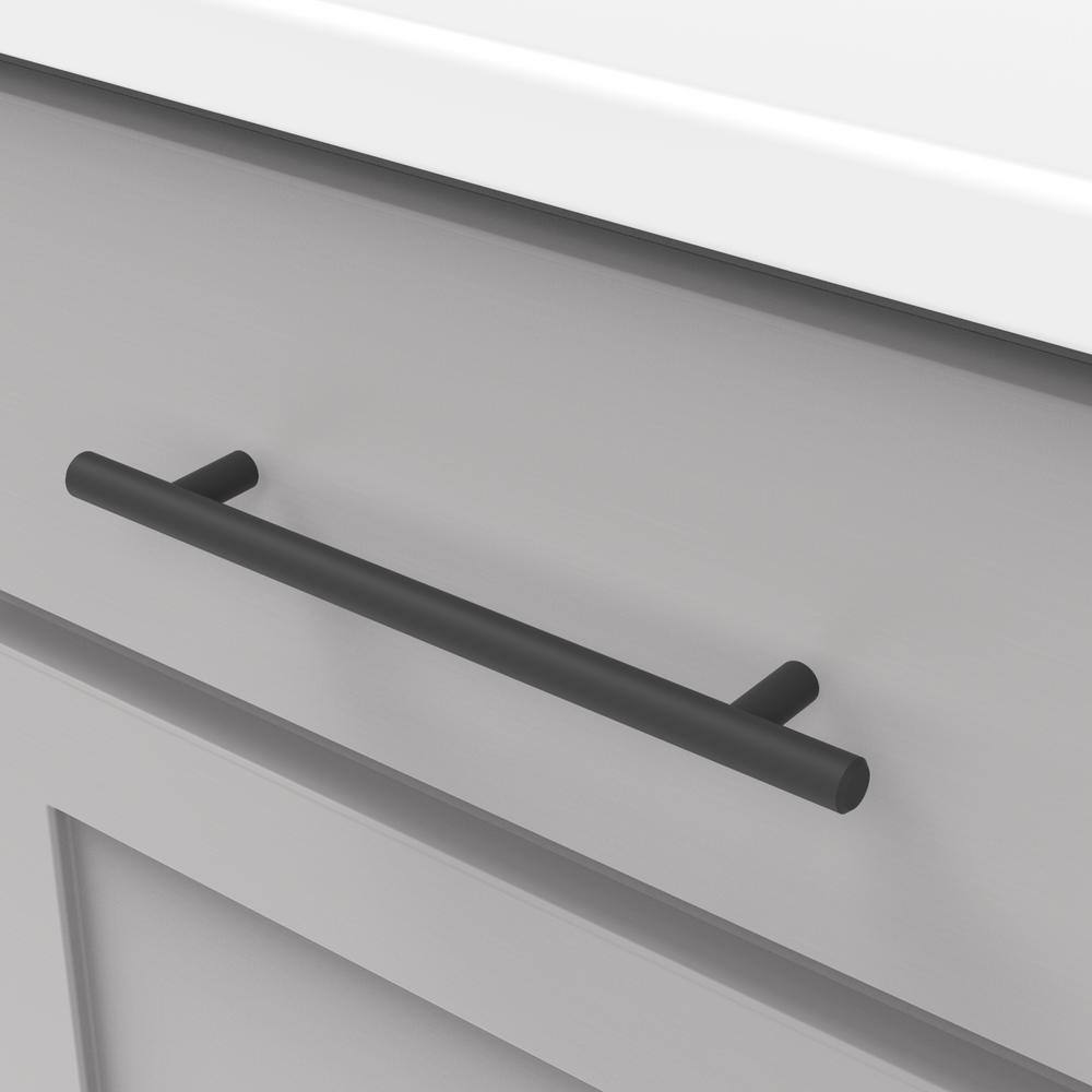 Matte Black Steel Bar Pull Cabinet Handles with Mounting Hardware