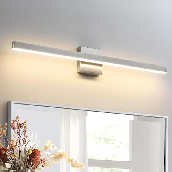 32 in. 1-Light Modern Light Fixture Brushed Nickel LED Vanity Light Bar With 24W Dimmable 5CCT Wall Sconce For Bathroom