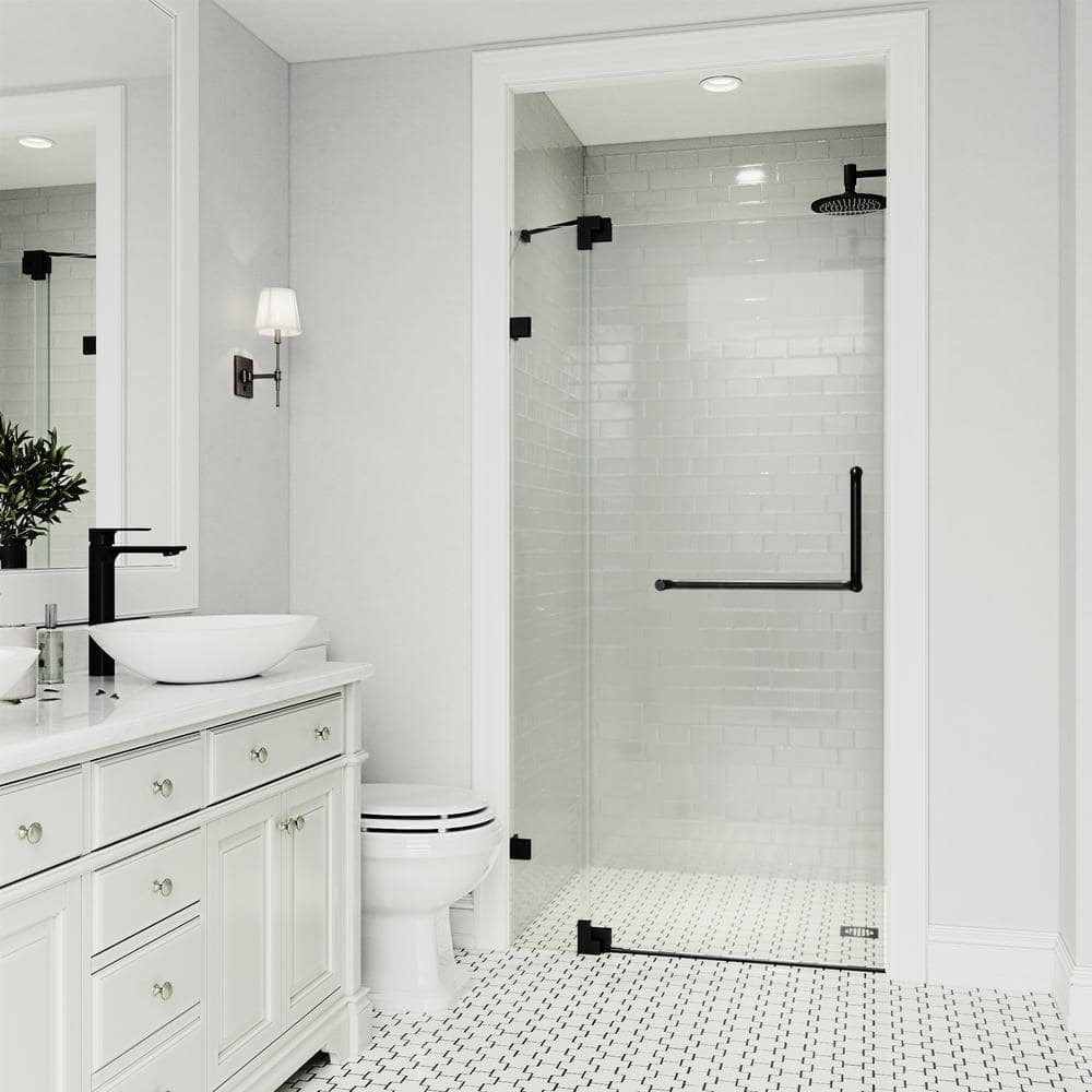 Pirouette 36-48" Adjustable Frameless Pivot Shower Door with Clear Glass