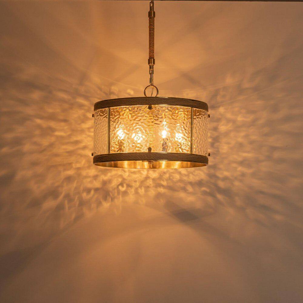 Oslo 16 in. 4-Light Gold Chandelier with Water Grained Glass price history on PriceWatchPro