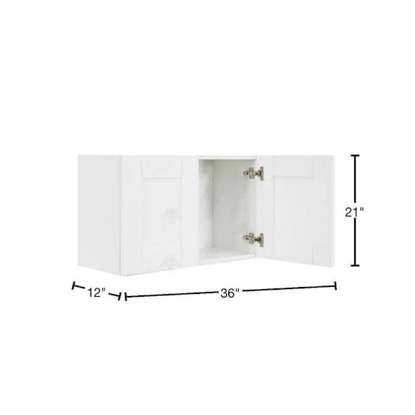 Fully Assembled 36x21x12 in. Shaker Style Kitchen Wall Cabinet 2-Door in  White