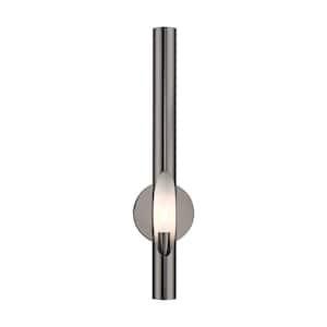 Acra 5.125 in. Black Chrome Sconce with Shiny White Accents