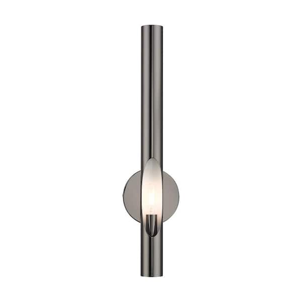 Livex Lighting Acra 5.125 in. Black Chrome Sconce with Shiny White Accents