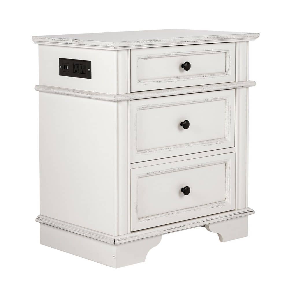 White 3 Drawer 24. 02 in. Wide Nightstand - thumbnail 9