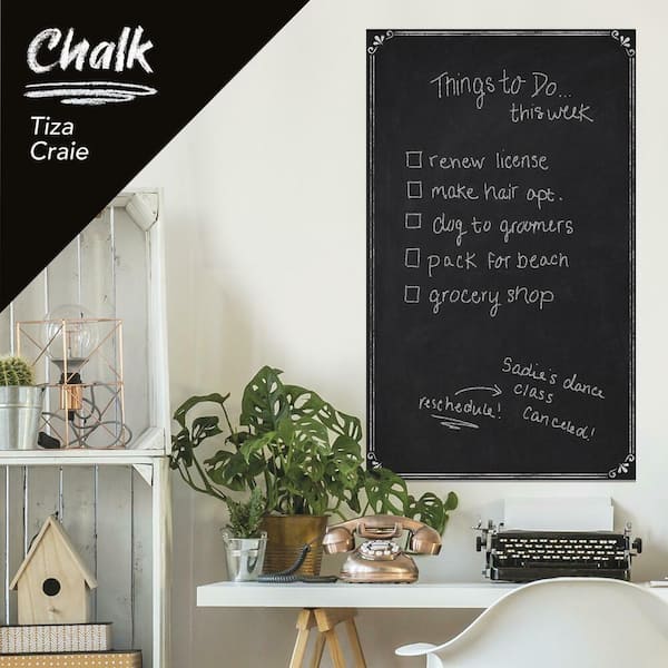  Bloss Chalkboard Wallpaper Stick and Peel, 17.7×157 Inch Long  with 4 Colorful Chalk, Chalkboard Contact Paper, Blackboard Wall Sticker  for Wall, Classroom, Office, Home and for Kids Drawing. : Office Products