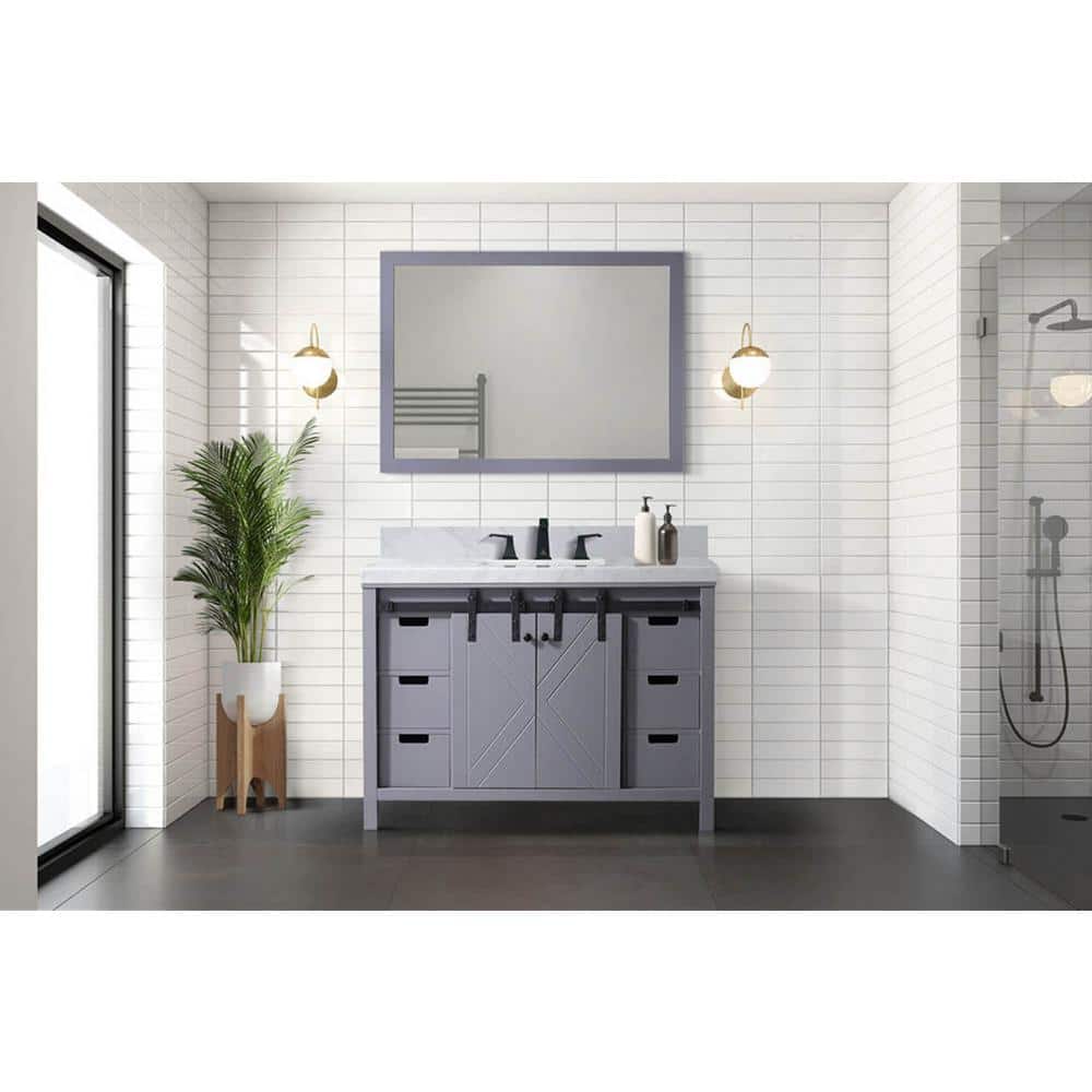 Marsyas 48" Dark Gray Single Vanity with Carrara Marble Top