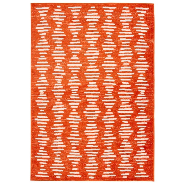 Tulum 5 ft. x 8 ft. Rust/Ivory Chevron Striped Area Rug
