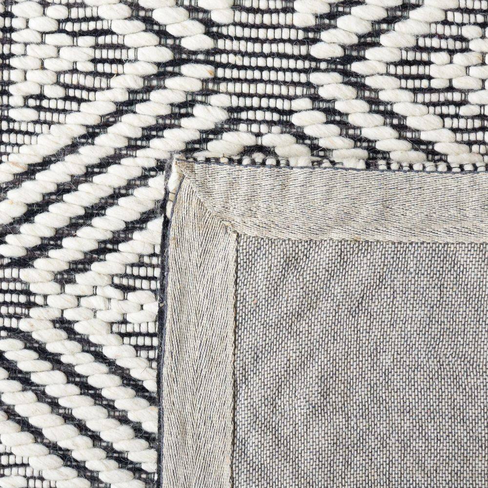 Black Geometric Handmade Wool 8' x 10' Area Rug