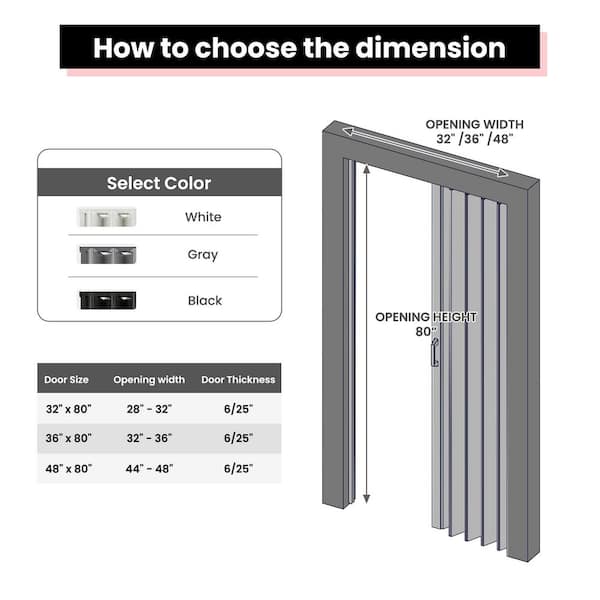 GOLDENPOLEY 32 in. x 80 in. Gray Finished PVC Interior Folding