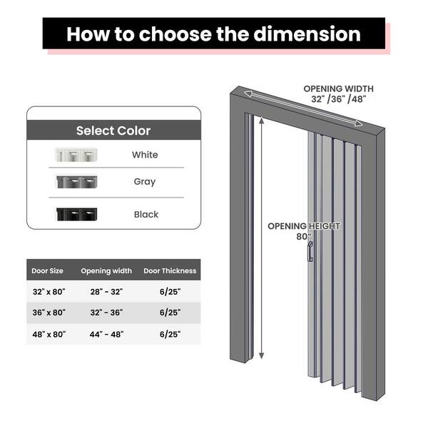 GOLDENPOLEY 48 in. x 80 in. Gray Finished PVC Interior Folding