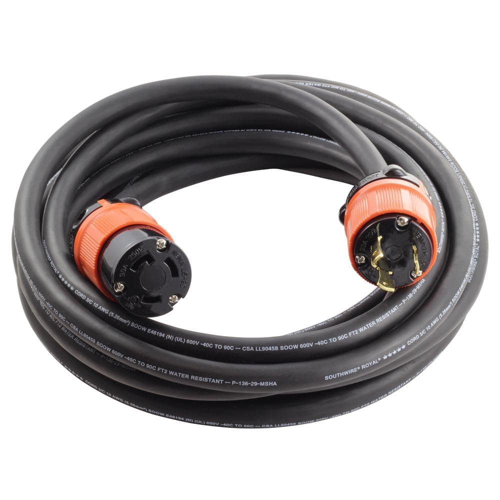 50 ft. SOOW 10/3 NEMA L6-30 30 Amp 250-Volt Rubber Extension Cord -  AC WORKS, L630PR-050E