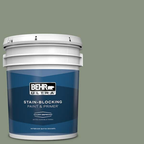 BEHR ULTRA 5 gal. #N390-5 Eucalyptus Wreath Extra Durable Satin Enamel Interior Paint & Primer