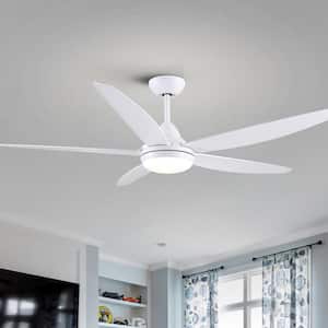 Modern Park 56 in. Indoor Integrated Dimmable LED Light kit White Ceiling Fan with DC Motor and Remote Control