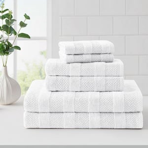 Shear Bliss Quick Dry 100% Cotton 2-Bath, 2-Hand, 2-Washcloth Towel Set, Slim Lightweight Design, Absorbent (White)