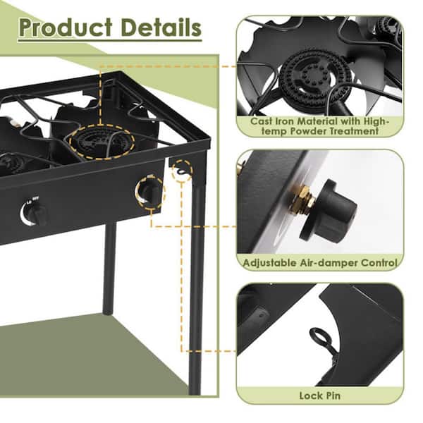 Alpulon 2-Burner Portable Propane GAS Table Top Grill in Black